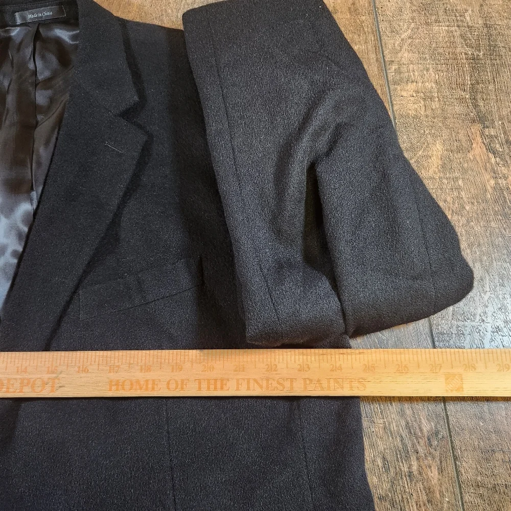 Chaps Sport Coat Mens Size 48R 100% Camel Hair Black Blazer Suit Jacket Business